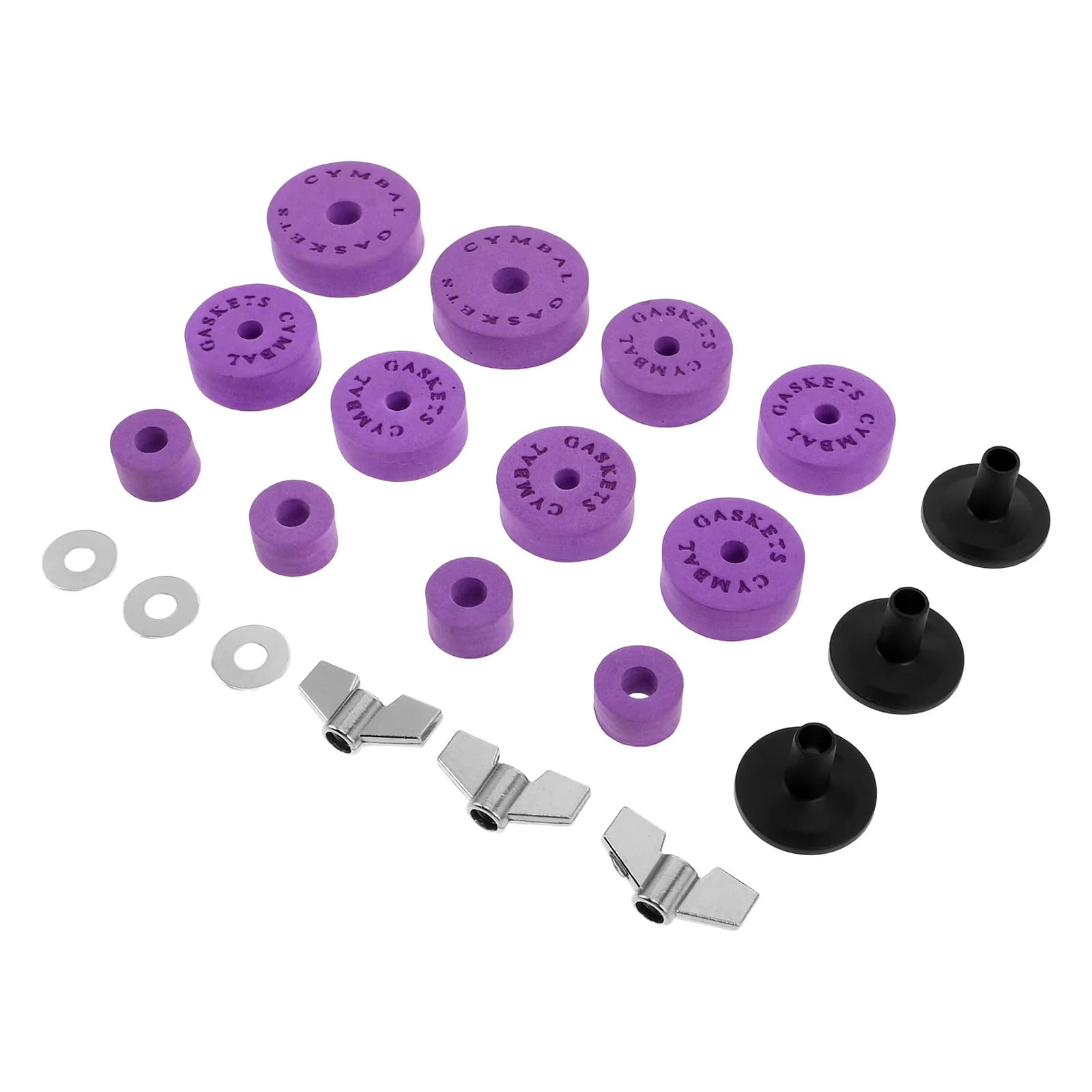 1Set Drum Accessory Kit Eva Drum Cymbal Felt Pads Purple Nonslip Cymbal Stand Replacement Washers Sleeves Wing Nuts for Practice