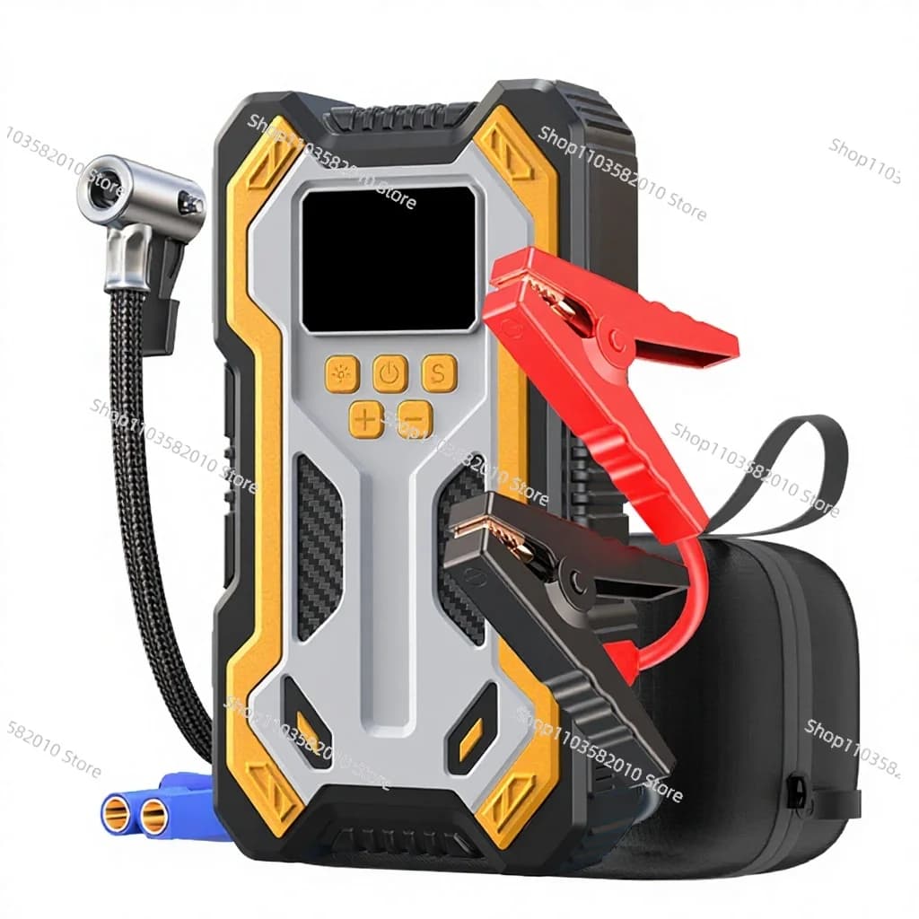 Avviatore di Emergenza con Compressore d'Aria 10000A Portatile per Auto (9.0 Benzina/6.5L Diesel) con Gonfiatore Pneumatici 160PSI con Spegnimento Automatico