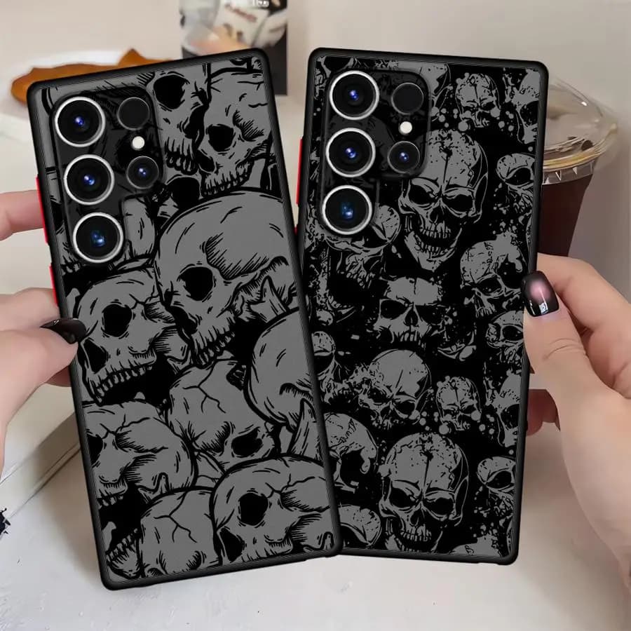 Cover per Telefono con Quattro Fantasmi di Teschi Neri per Samsung Galaxy S22 S26 S24 Plus S20 S23 FE S21 Note 20 Ultra 10 S25 Ultra