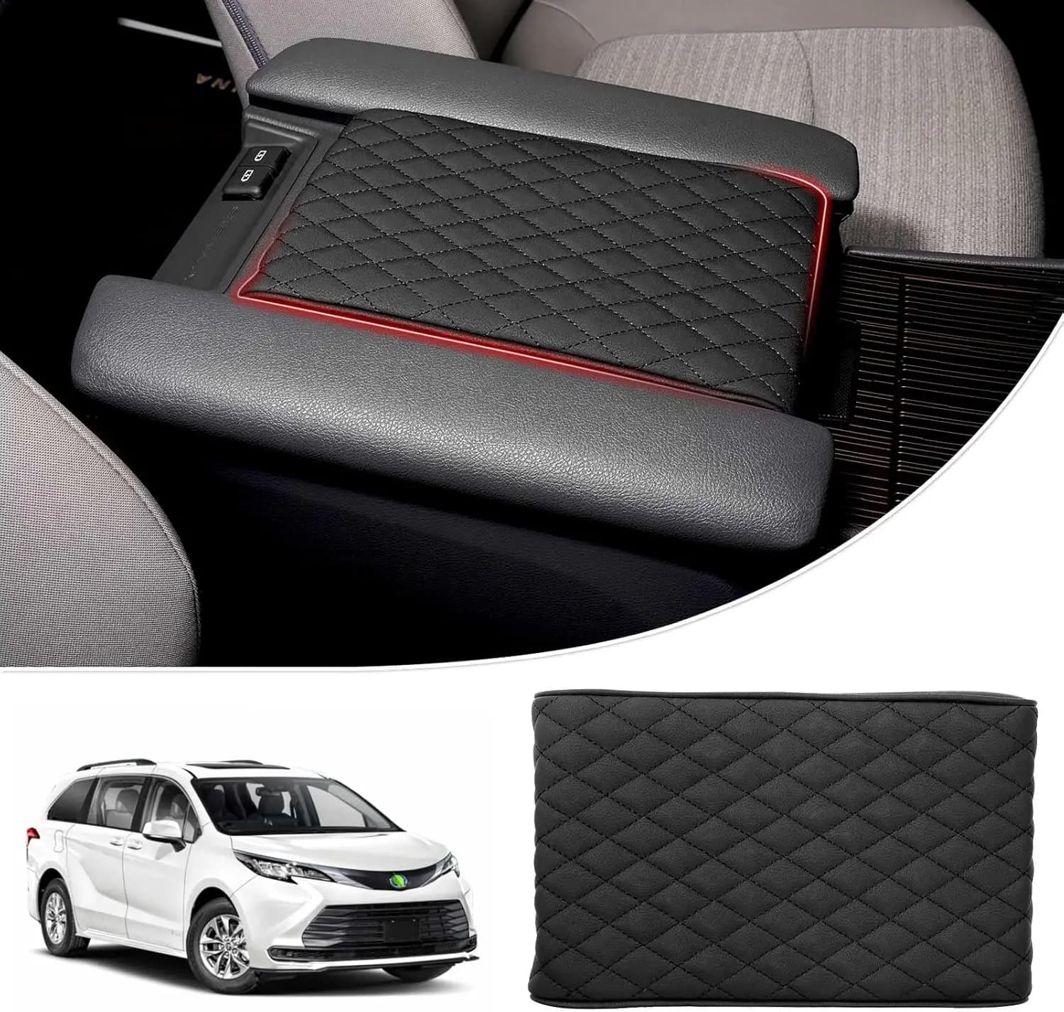 Copertura della console centrale per Toyota Sienna 2021-2025 2026 Accessori Cuscino del bracciolo in memory foam con protezione in pelle antigraffio