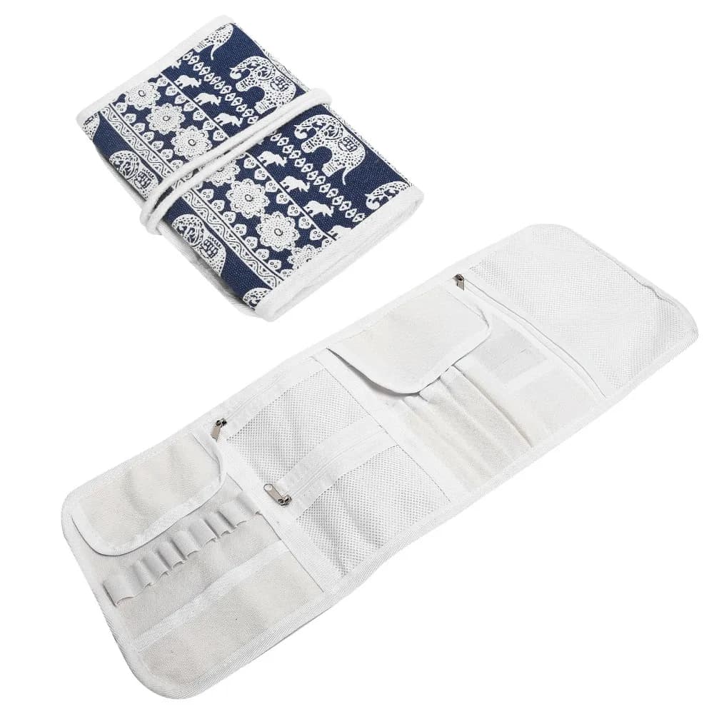 Custodia arrotolabile con cerniera per ferri da maglia, organizer vuoto per uncinetti, borsa porta accessori per ferri da maglia