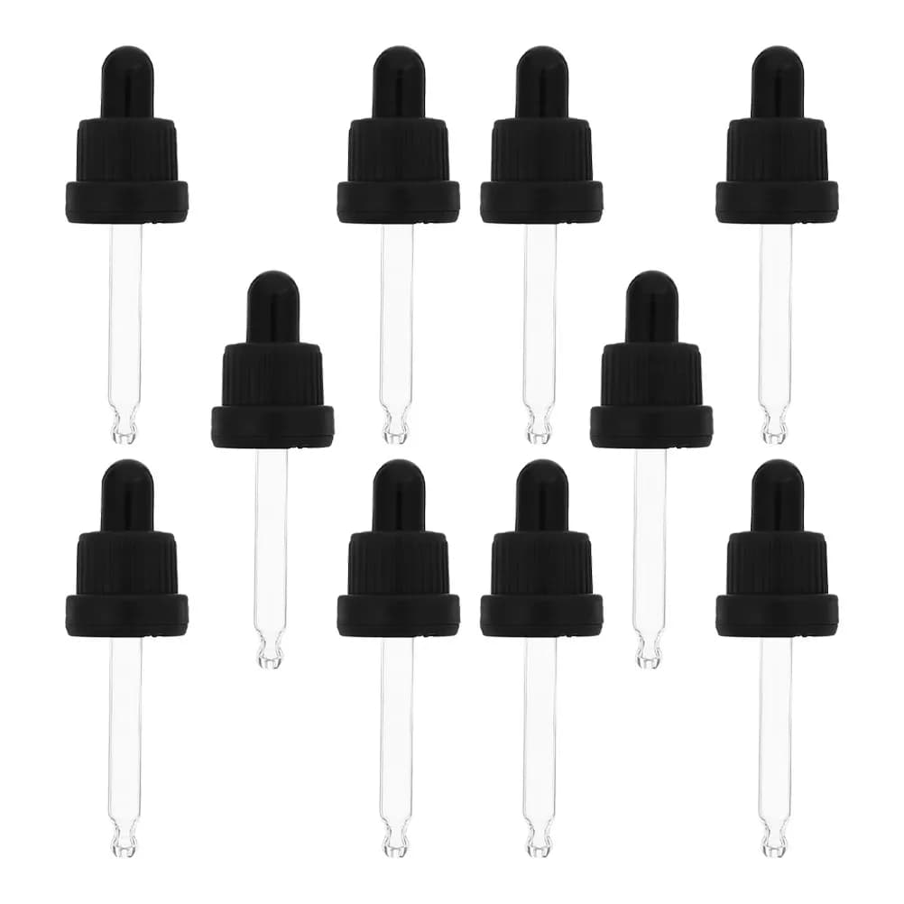 10 set di contagocce in vetro per flaconi di oli essenziali, tappi contagocce con punta in silicone a prova di perdite, ideali per la cura della pelle e l'aromaterapia