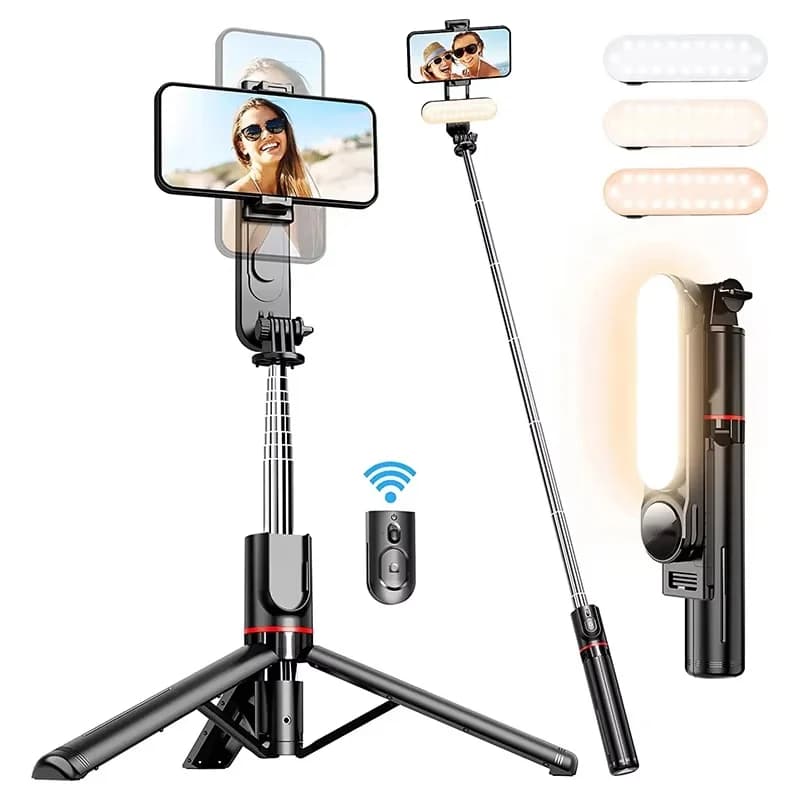 Portable Mini 360 Degree Rotation Selfie Stick Tripod With LED Fill Light Bluetooth Remote Extendable Foldable Tripod For iPhone