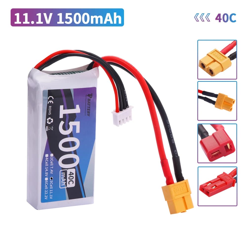 11.1v 1500mAh 3S LiPo Batteria T/XT60/JST Spina per Rc Auto Elicottero Aereo 11.1V Batteria Lipo Ricaricabile Per WLtoys V950