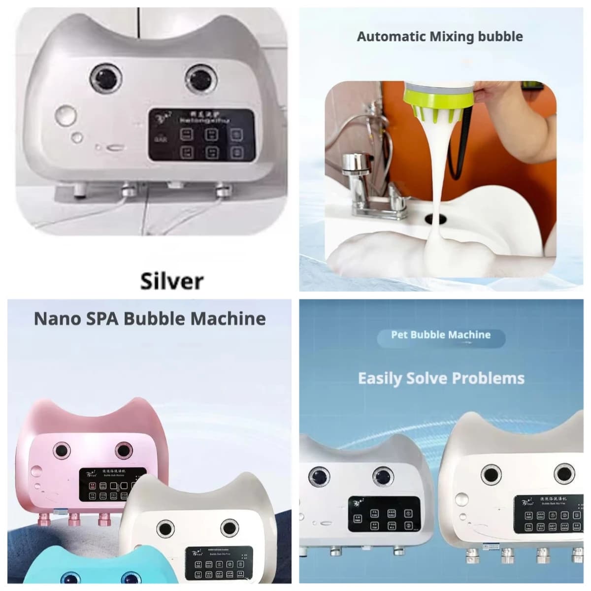 Dispenser Automatico Elettrico di Schiuma per Bagno Animali Domestici in Plastica, Macchina per Shampoo per Cani e Gatti, Prodotto per il Bagno in Gomma