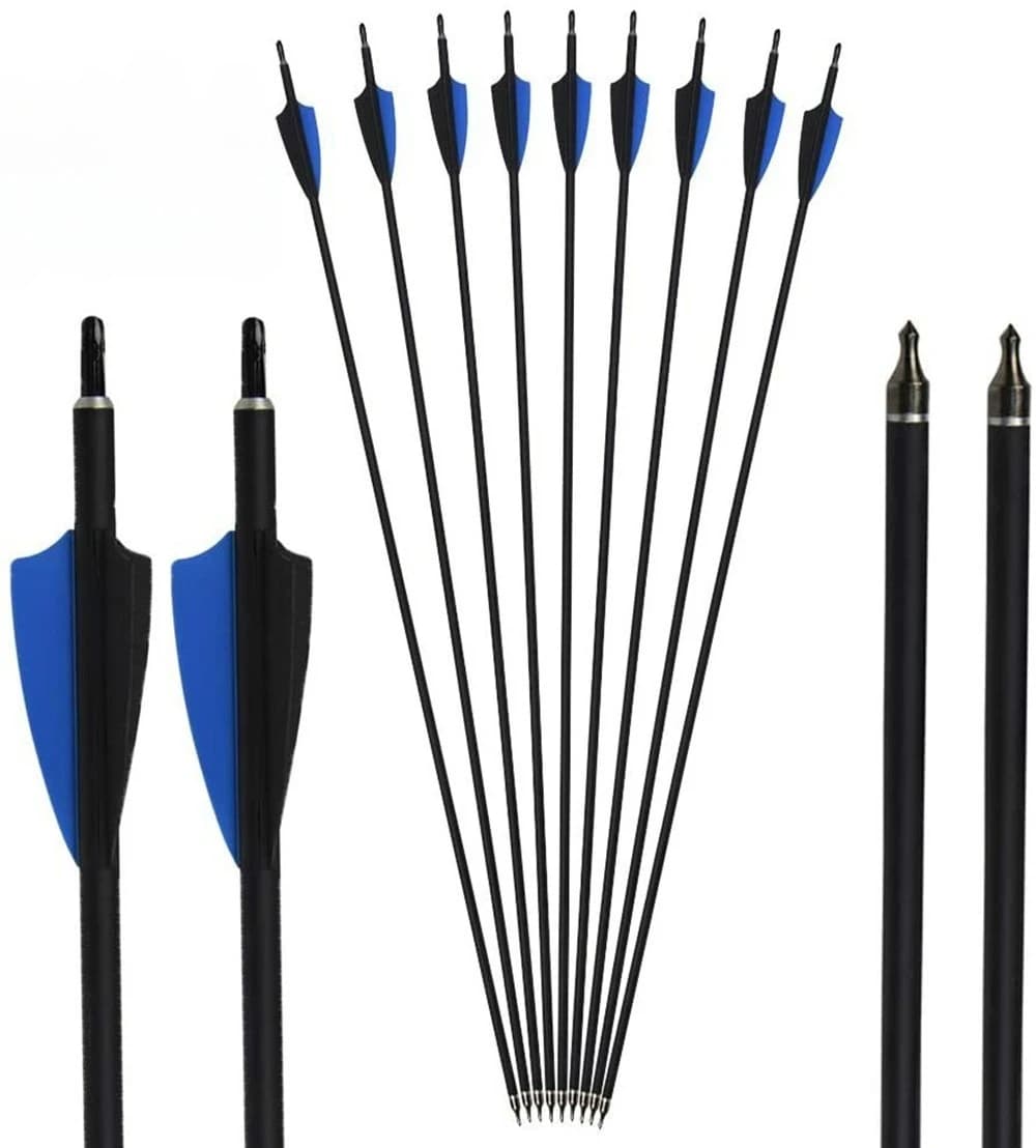 12 pz 30 "Flechcce di Carbonio SP500 Alette Composto Arco Ricurvo Caccia Tiro Con Arco Bersaglio 2 ''Avanelli di Gomma In Fibra di Carbonio Freccia albero