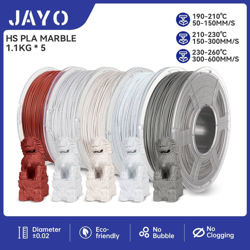 JAYO pla 5 rolls PLA high speed 1.75 mm Materials for 3D printer FDM Neatarily wound High tenacity for 3D printer FDM