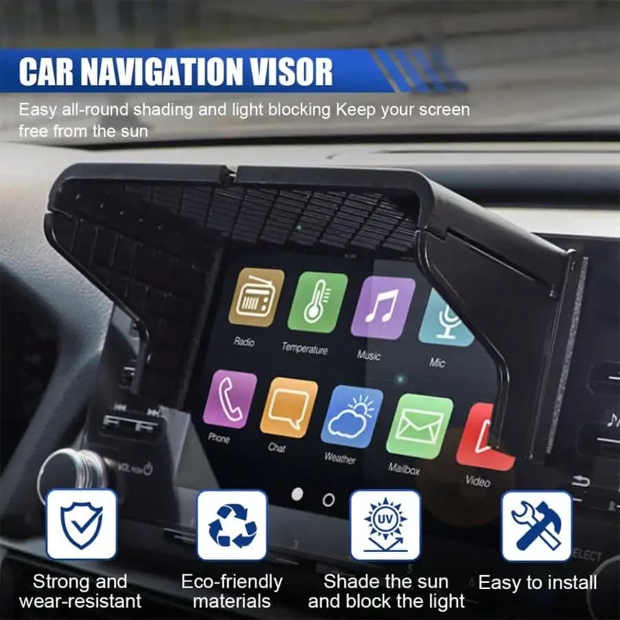 Universal Car Navigation Screen Sun Visor Anti-reflection Sun Shade Adjustable GPS Sun Hood Reduce Light Interference Auto Parts
