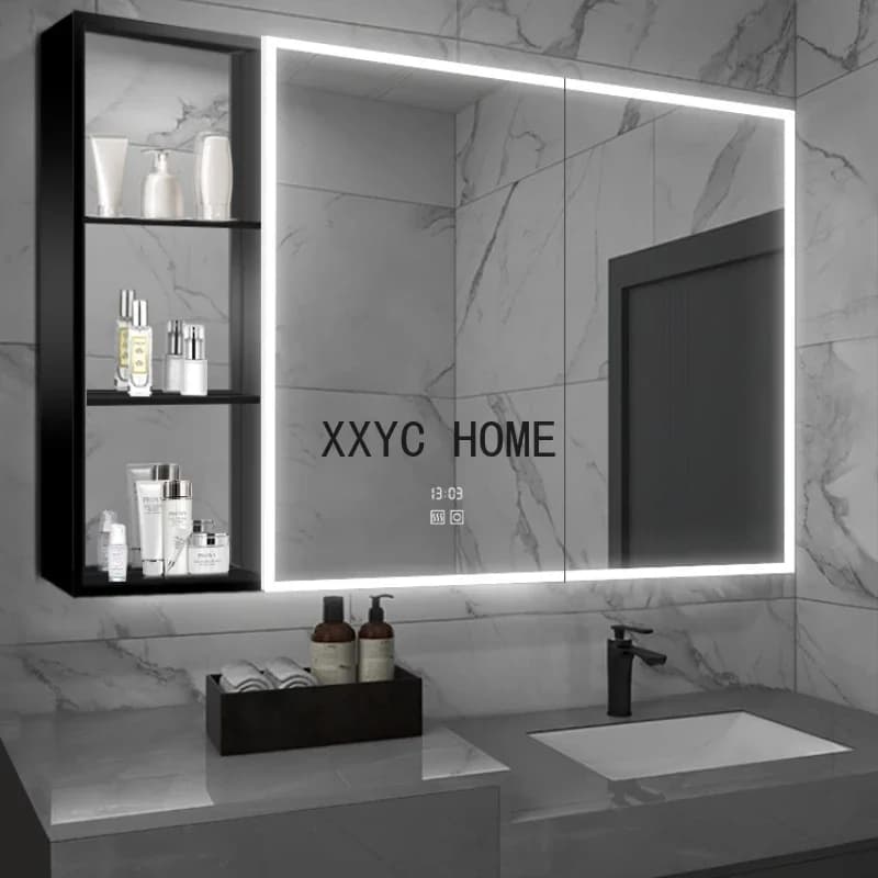 Armadietto da bagno con specchio Armadietto da bagno a parete in alluminio con ripiano Smart Cabinet antiappannamento