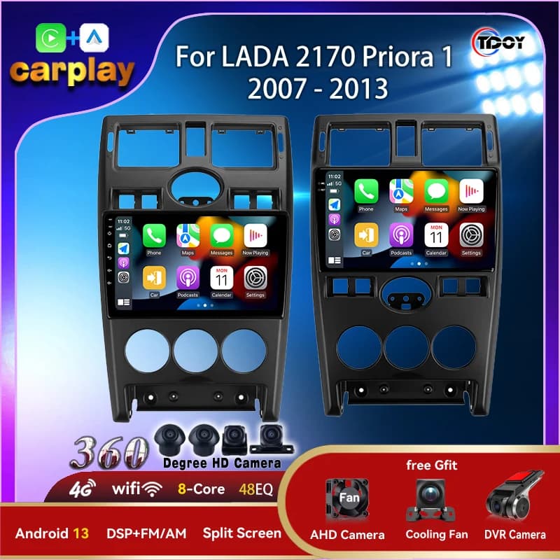 Autoradio Per LADA 2170 Priora 1 2007 - 2013 Lettore Multimediale Carplay Android Auto Bluetooth Senza Fili 8Core WIFI GPS Autoradio