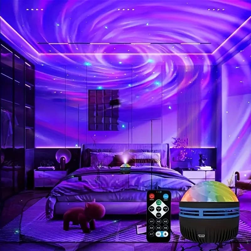 LED Nightlight Galaxy with Remote Control, Star Sky Lamp Charging USB 5V, DMX Sound Activation, 7 Modes for Kids Room Decoration