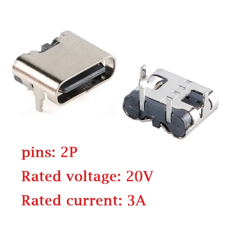 10Pz/5Pz Connettore Micro USB Tipo C a 2 Pin Presa Femmina USB 3.1 Tipo-C per Ricarica Telefoni Cellulari