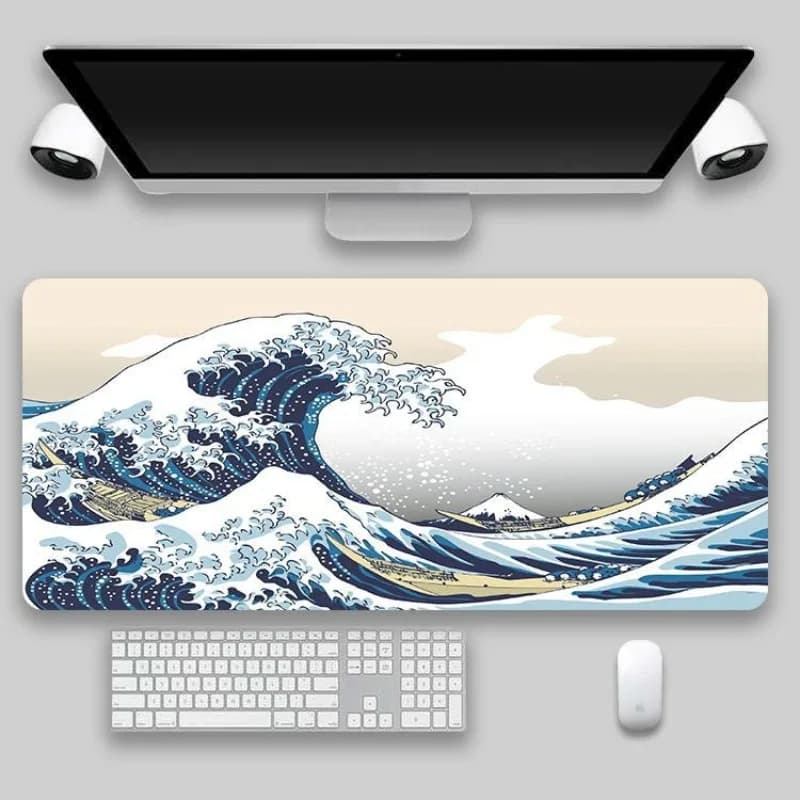 Tappetino per Mouse Great Wave, Grande Tappetino da Gioco per Tastiera e Mouse, Tappetino XXL per Ufficio, Tappeto da Scrivania per Computer