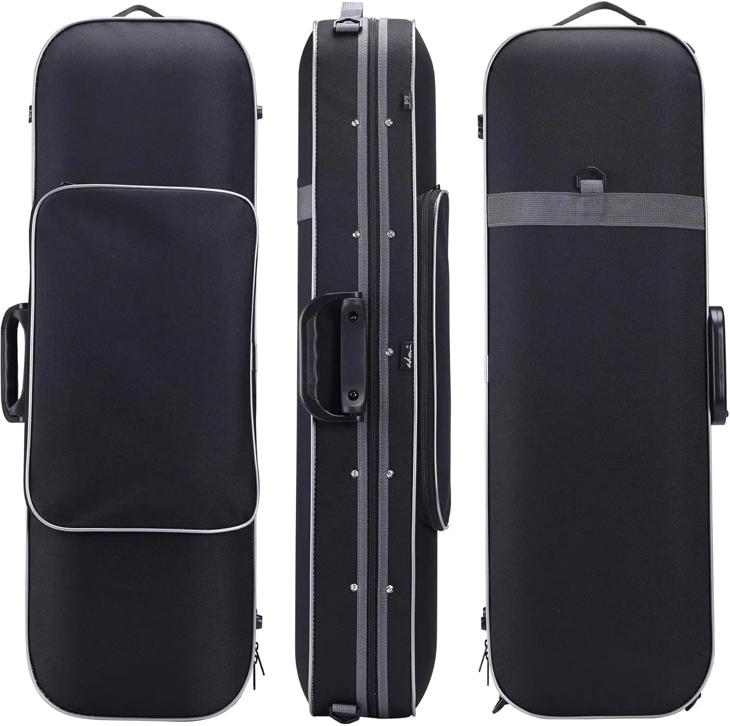 Custodia per violino oblunga 4/4 full size, leggera, rigida, con tracolla, nera