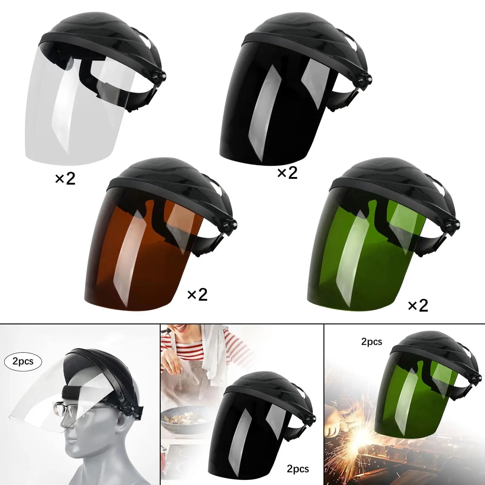 2 Pieces Welding Face Protection Heat Resistant Adjustable Welding Helmet Heat Resistant Welding Mask