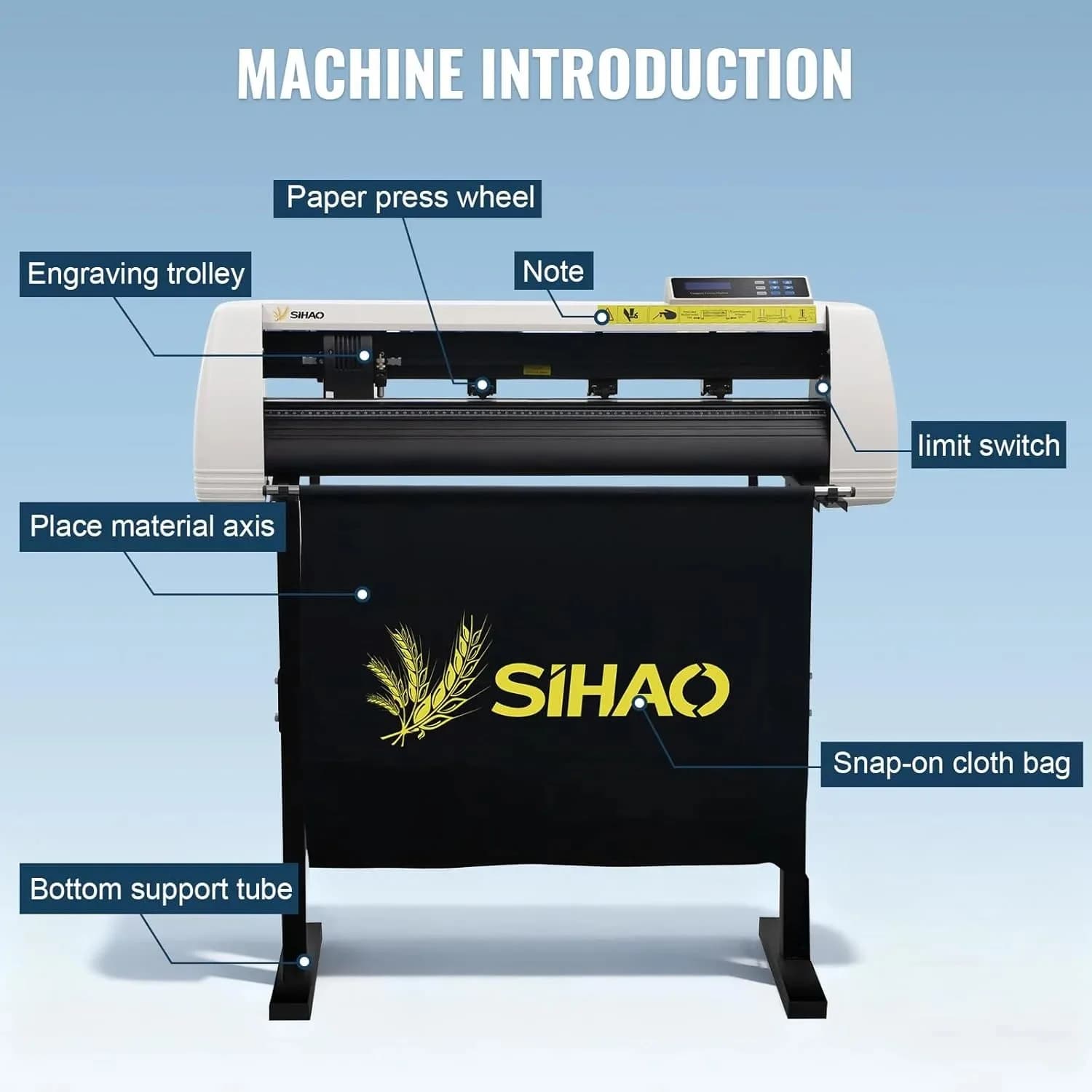 Sihao Bagged Vinyl Cutting Plotter with LCD Screen Adjustable Working Speed Vinyl Cutter for Sticker Label Creative Design Making