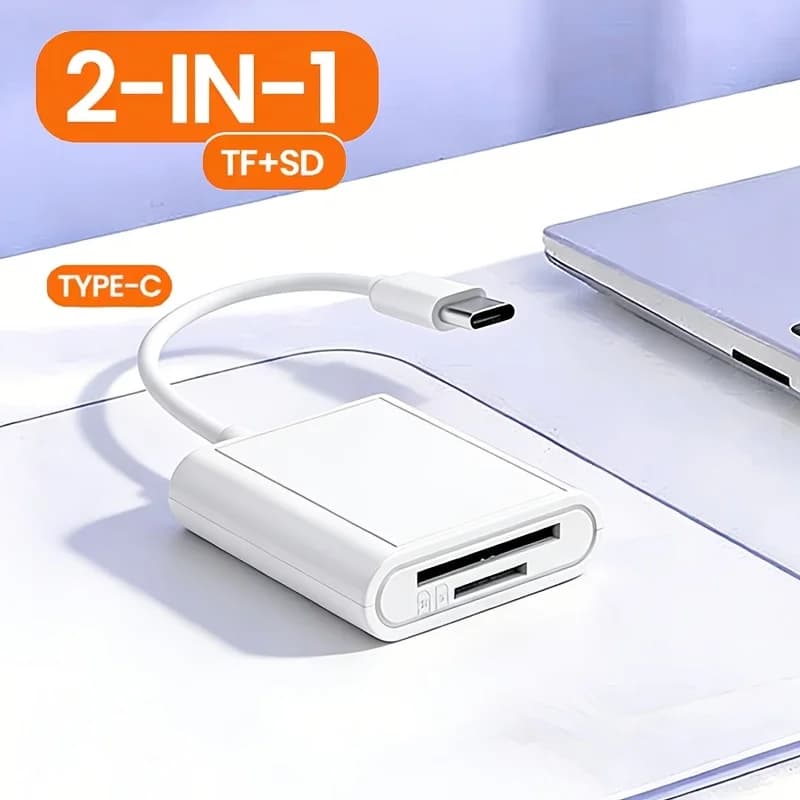 Lettore di schede USB C 2 in 1, convertitore di memoria SD TF per iPad Pro, tablet Macbook, smartphone, dispositivo per trasferimento dati veloce