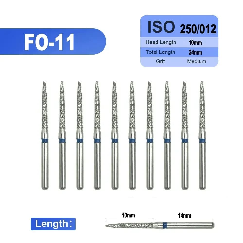 10 pz/scatola FO-11 Dentale Frese Diamantate Trapano Odontoiatria Diamante Maniglia Diametro 1.6mm Strumenti Dentista per Lo Sbiancamento Dei Denti