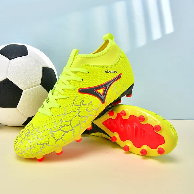 Scarpe da Calcio per Uomo Taglie Forti, Supporto Caviglia Alto, Traspiranti, Tacchetti Lunghi, Antiscivolo, per Competizioni su Erba
