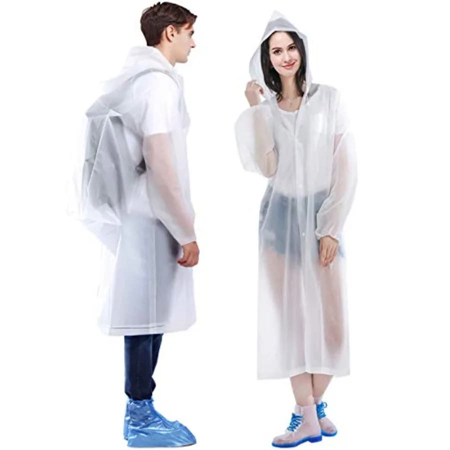 Raincoat, 2 Pack Rain Ponchos for Adults Travel Rain Jacket Packable Rain Coats for Women with Drawstring Hood