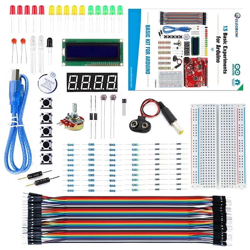 Elecrow Beginner-Basic Kit for Arduino with Printed Guide Book 13Projects + Tutorial LCD1602 Buzzer LED For Arduino or Xduino