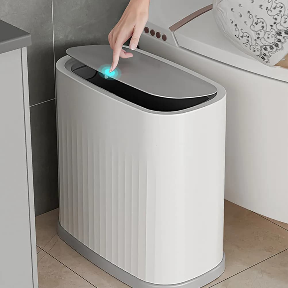 Cestino per Rifiuti in Plastica Sottile a Pressione, Design Moderno per Bagno, Cucina, Ufficio, Bidone con Coperchio per Uso Domestico