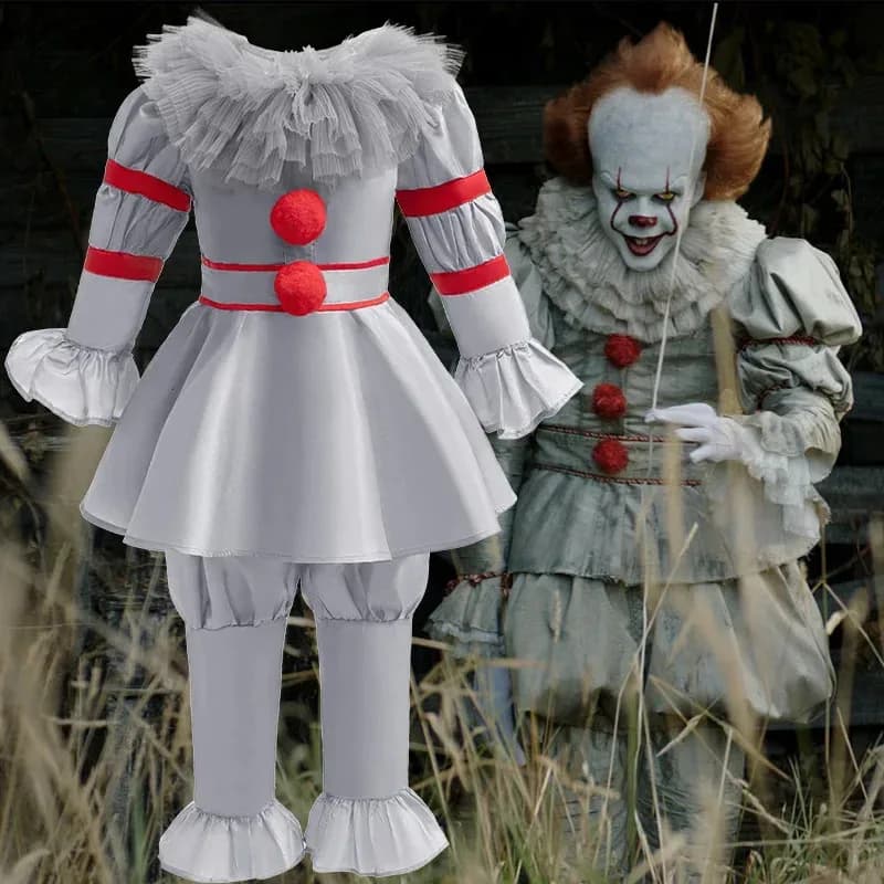 Joker Pennywise Costume Cosplay Horror Fantasma Film It Sweat Sleeve Tulle Top with Halloween Carnival pants