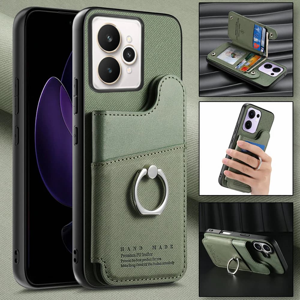 Custodia a Portafoglio in Pelle con Blocco RFID per OPPO Realme 16 Pro 5G, Cover Posteriore con Anello per Realme 15 Pro 15T, Funda per Realmi 15 16 16Pro