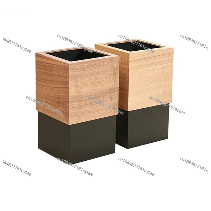 Semplice pattumiera in legno, cestino da cucina, cestino rettangolare, strumenti per la pulizia, contenitori da bagno, accessori per la casa