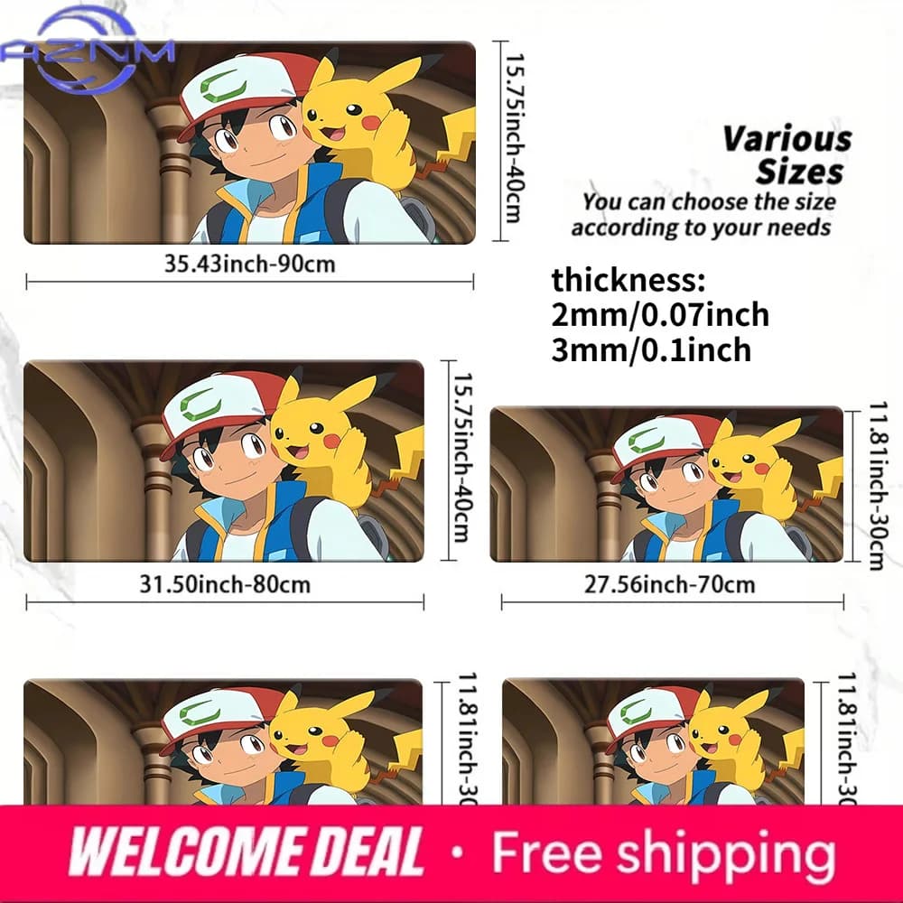 Tappetino da scrivania antiscivolo lavabile per gaming Ash & Pikachu Anime