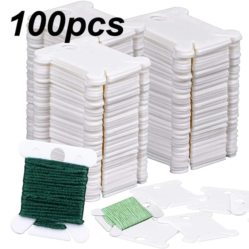 Set di 100 bobine in plastica, organizer per fili da ricamo, macchina per avvolgimento manuale, contenitore per cucito, supporto per organizzare le bobine