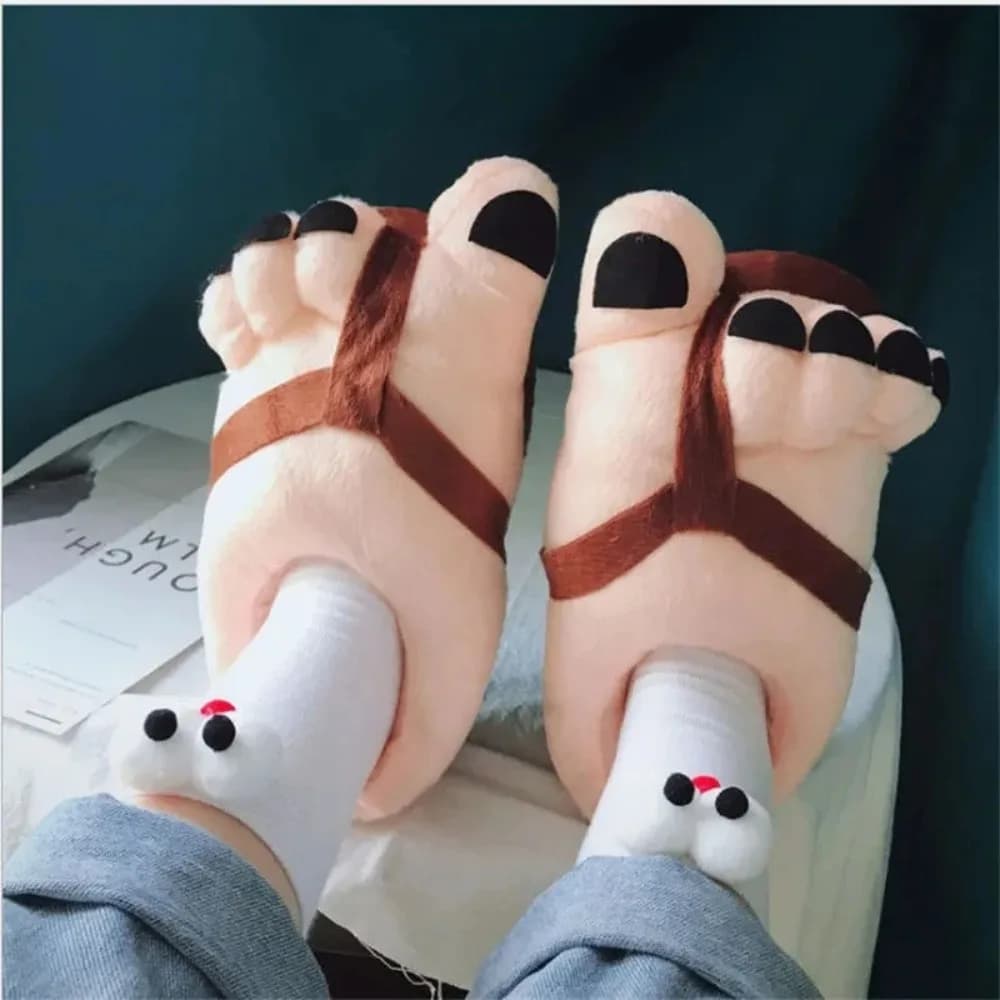 Pantofole invernali da donna per uomo creativo Piedi grandi Coppie creative Pantofole divertenti Scivoli da casa Scivoli in cotone morbido e caldo per la casa