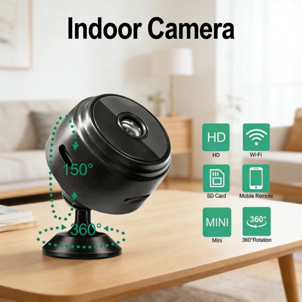 Mini Telecamera WiFi per Neonati e Animali Domestici, Registratore Video Wireless, Monitoraggio di Sicurezza, Protezione con Audio, Telecamera Domestica Compatta