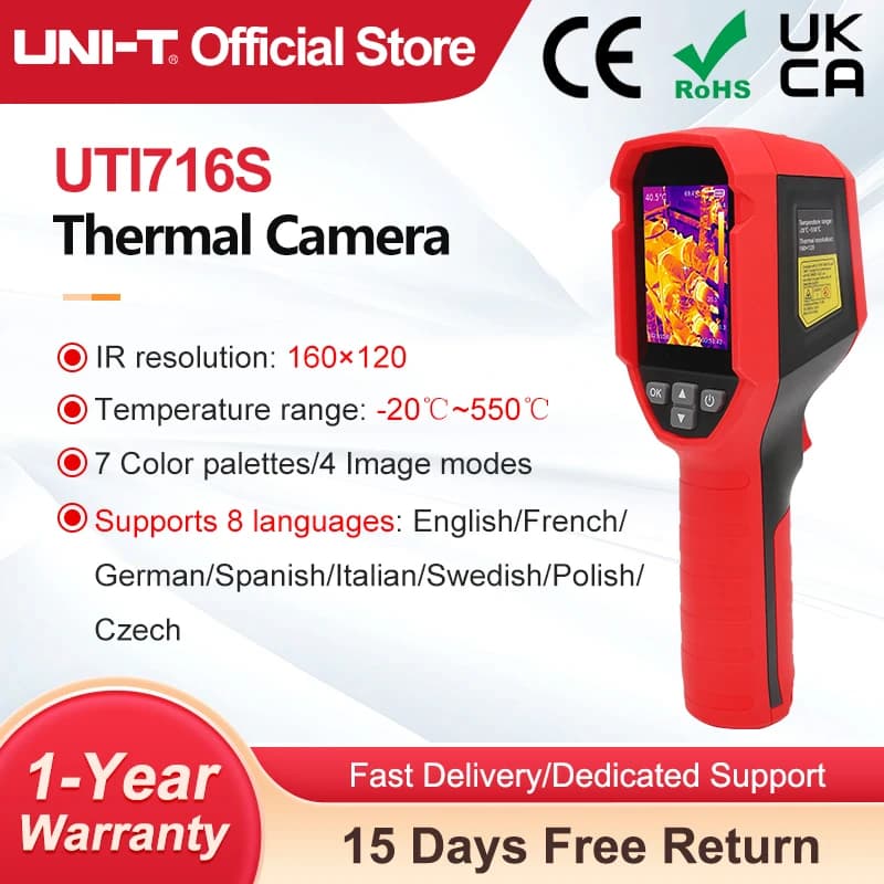 UNI-T UTi716S Termocamera Risoluzione a infrarossi 160x120 Termocamera con software per PCInsezione elettrica