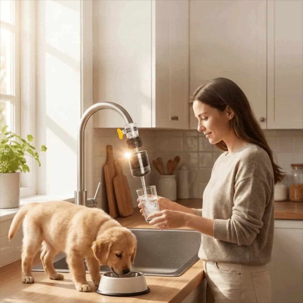 Anti-Splash Titanium Particles Faucet Water Filter Stainless Steel Cable Ties Removing Impurities Kitchen Faucet Water Purifier