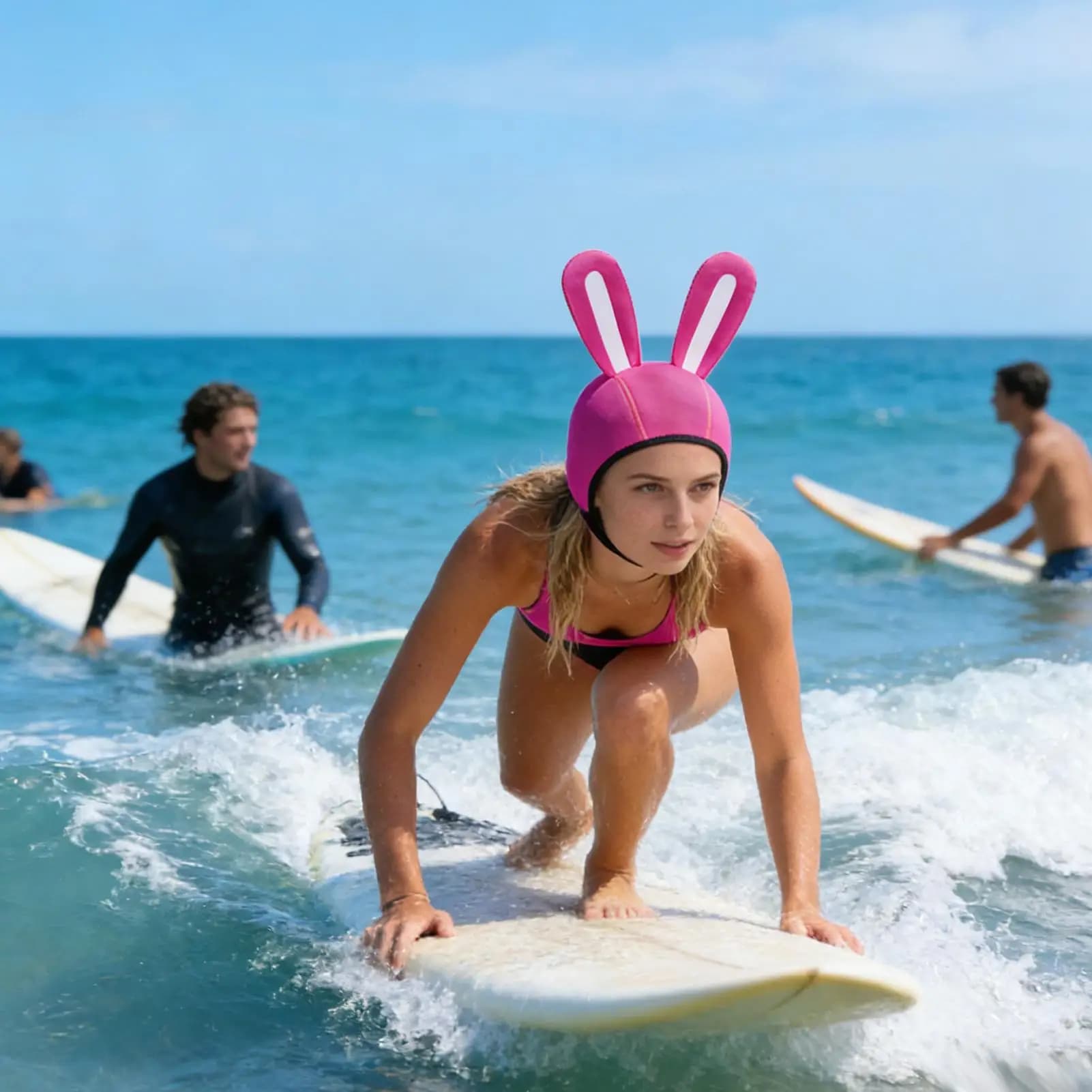 Cappuccio da immersione con orecchie da coniglio, cappello per muta subacquea per kayak, snorkeling, nuoto, vela, surf, canoa, sport acquatici