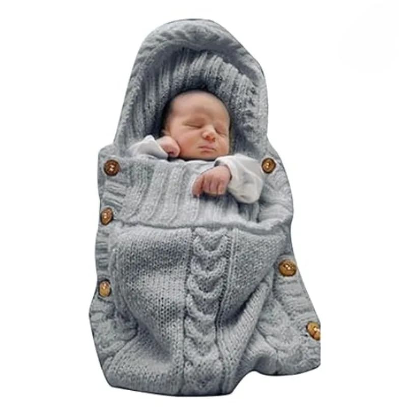 Winter shackle for newborn - Knit knitted baby bed with button closure - Wrap for stroller for all seasons for newborns Saco de dormir