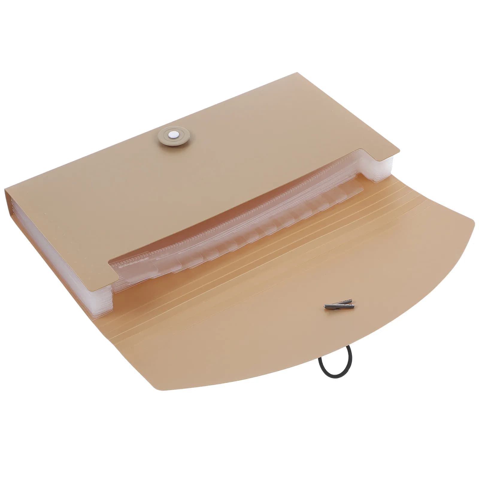 13 Pockets Expanding Accordion File Folder Portable Elastic Band PP Material Waterproof Document Organizer Khaki