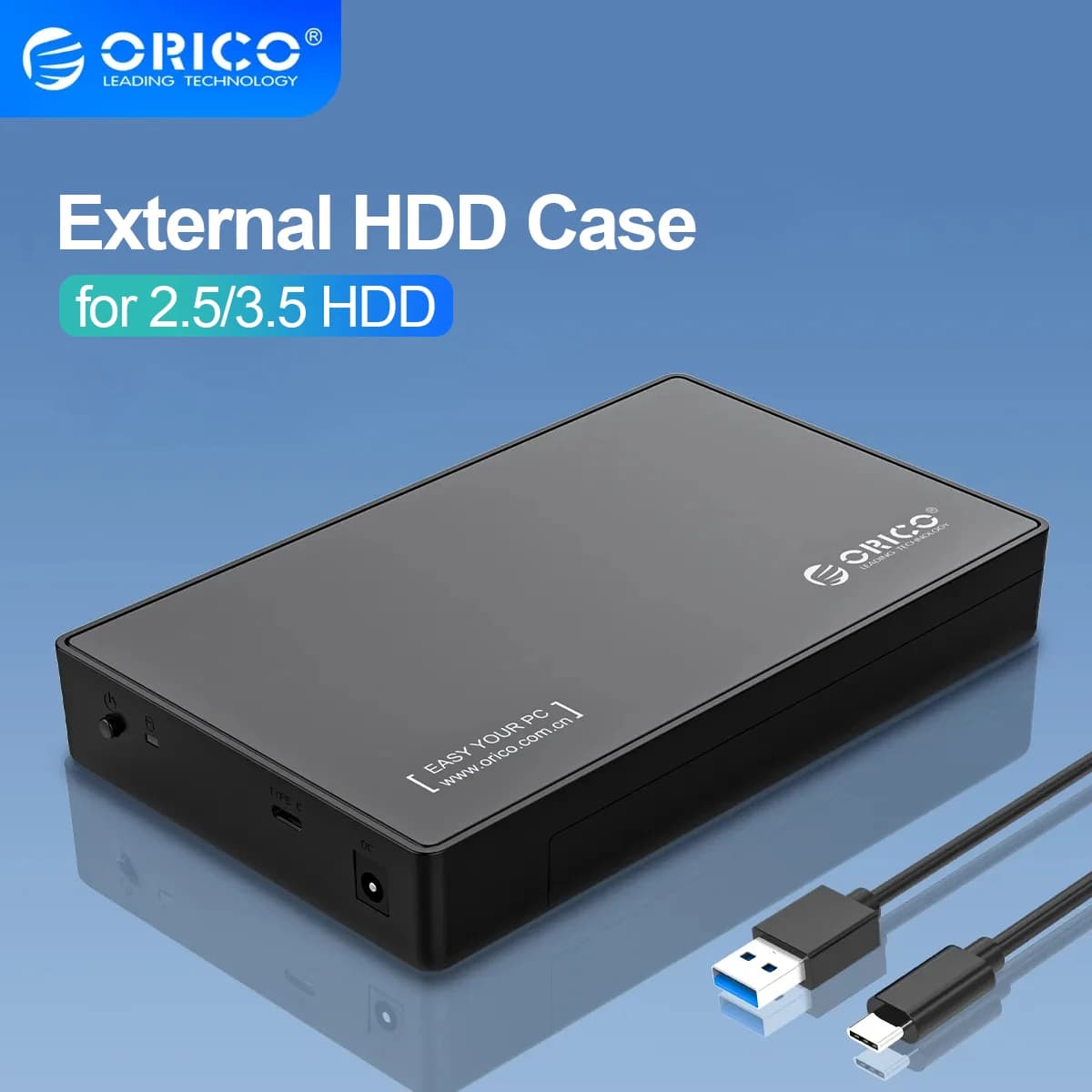 Custodia per disco rigido esterno da 3.5 pollici tipo C da SATA a USB3.0 custodia HDD per disco SSD da 2.5/3.5 pollici supporto per custodia HDD UASP