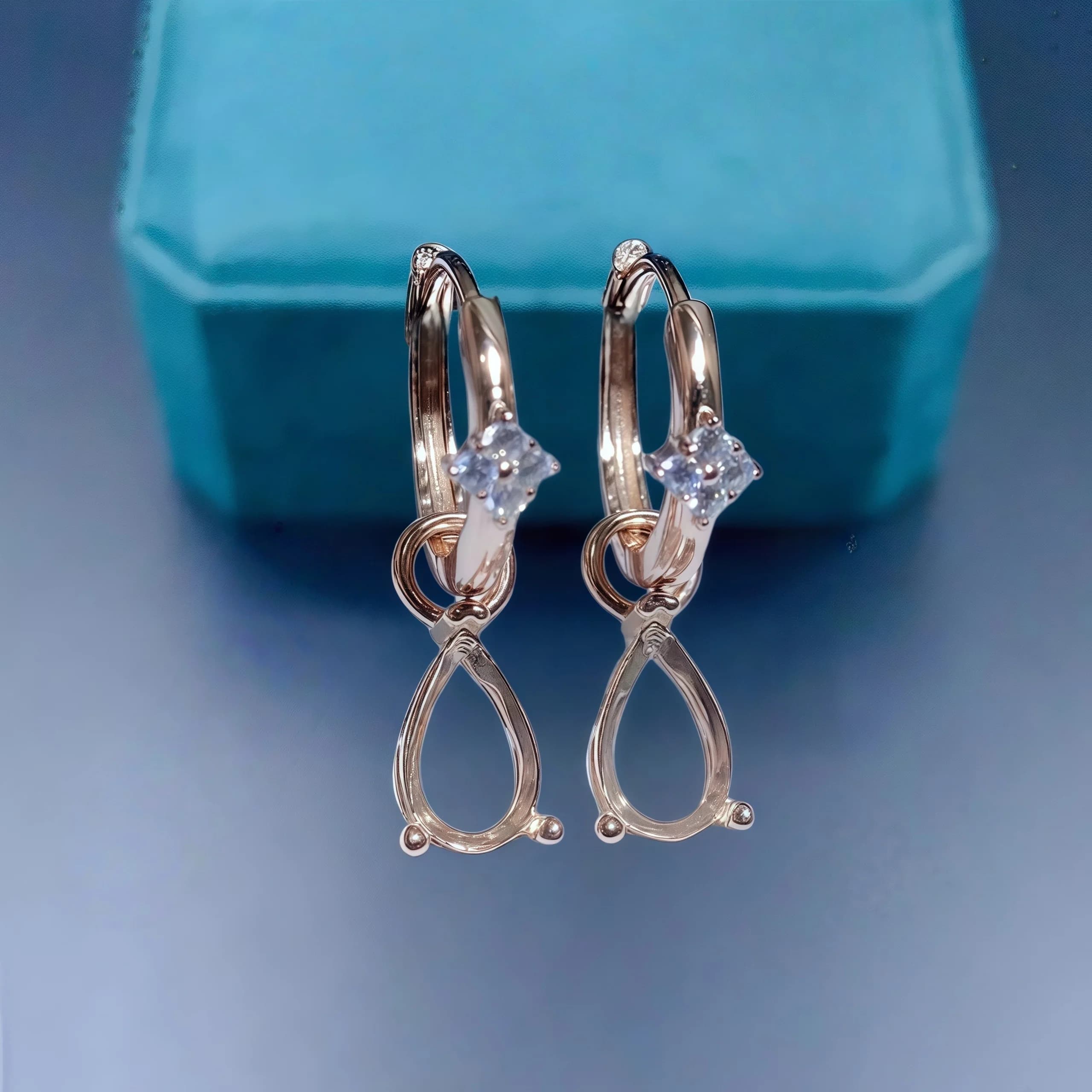 Orecchini fai da te di moda Supporto vuoto S925 Argento sterling Impostazione 5 * 8mm Goccia d'acqua Pietra Fascino fine Matrimoni Gioielli per donna