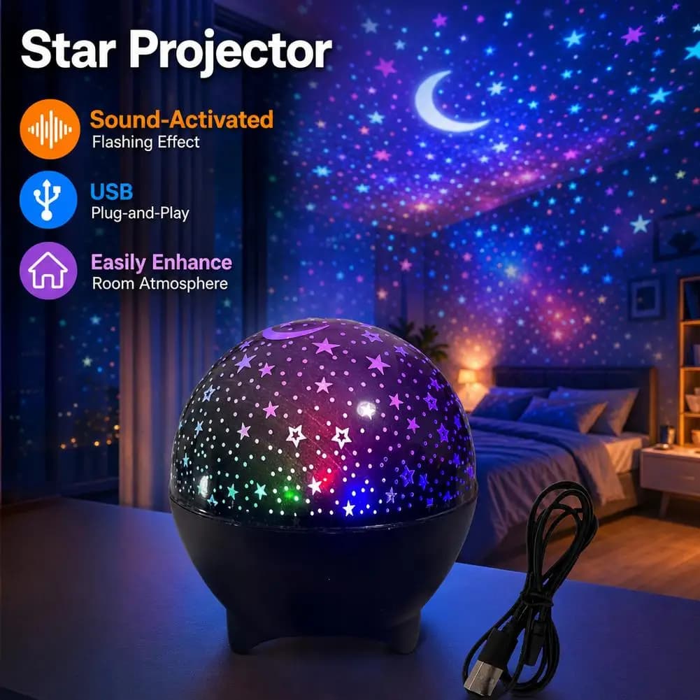 Mini RGB Night Lights LED Projector Light Starry Moon Galaxy Projection Lamp For Kids Christmas Gift Room Decorations