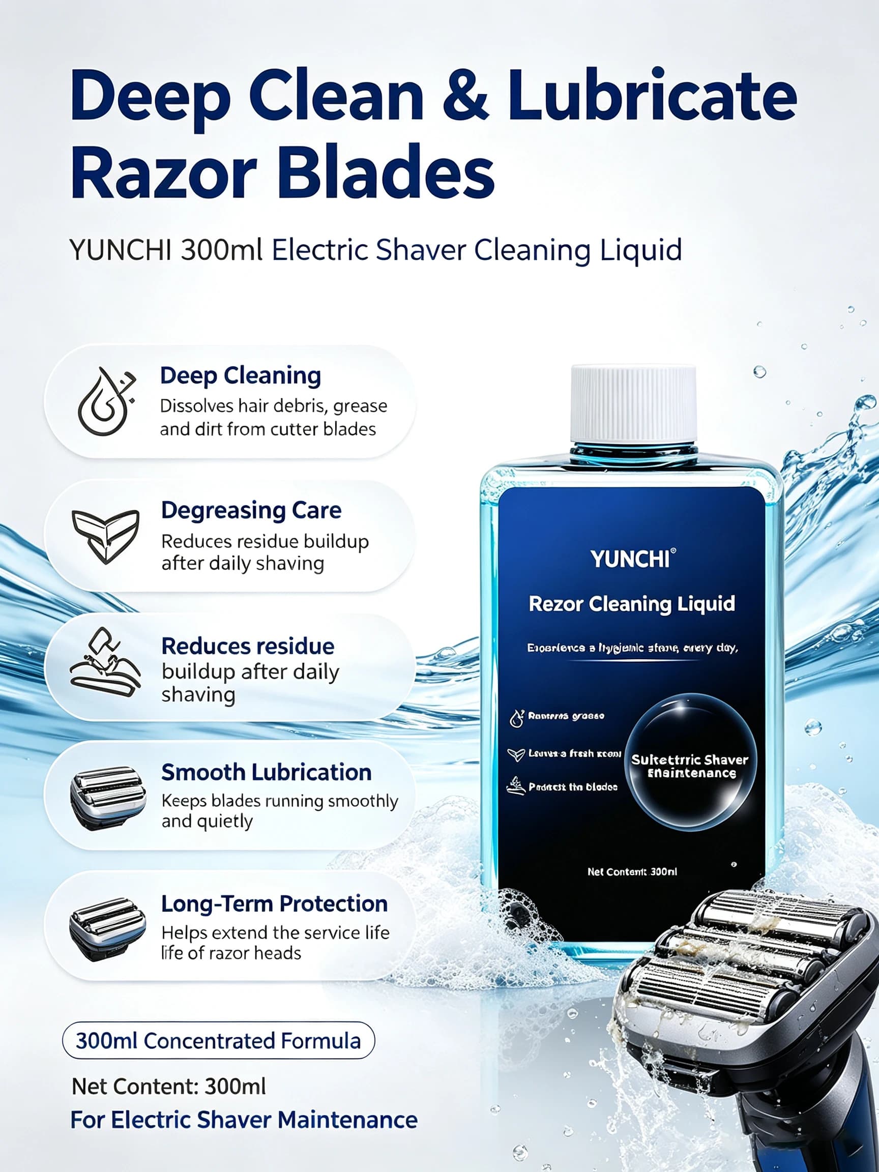 Electric Shaver Cleaning Fluid Razor Blade Cleaner Degreasing Lubricating Solution Extend Blade Service Life Maintenance Liquid