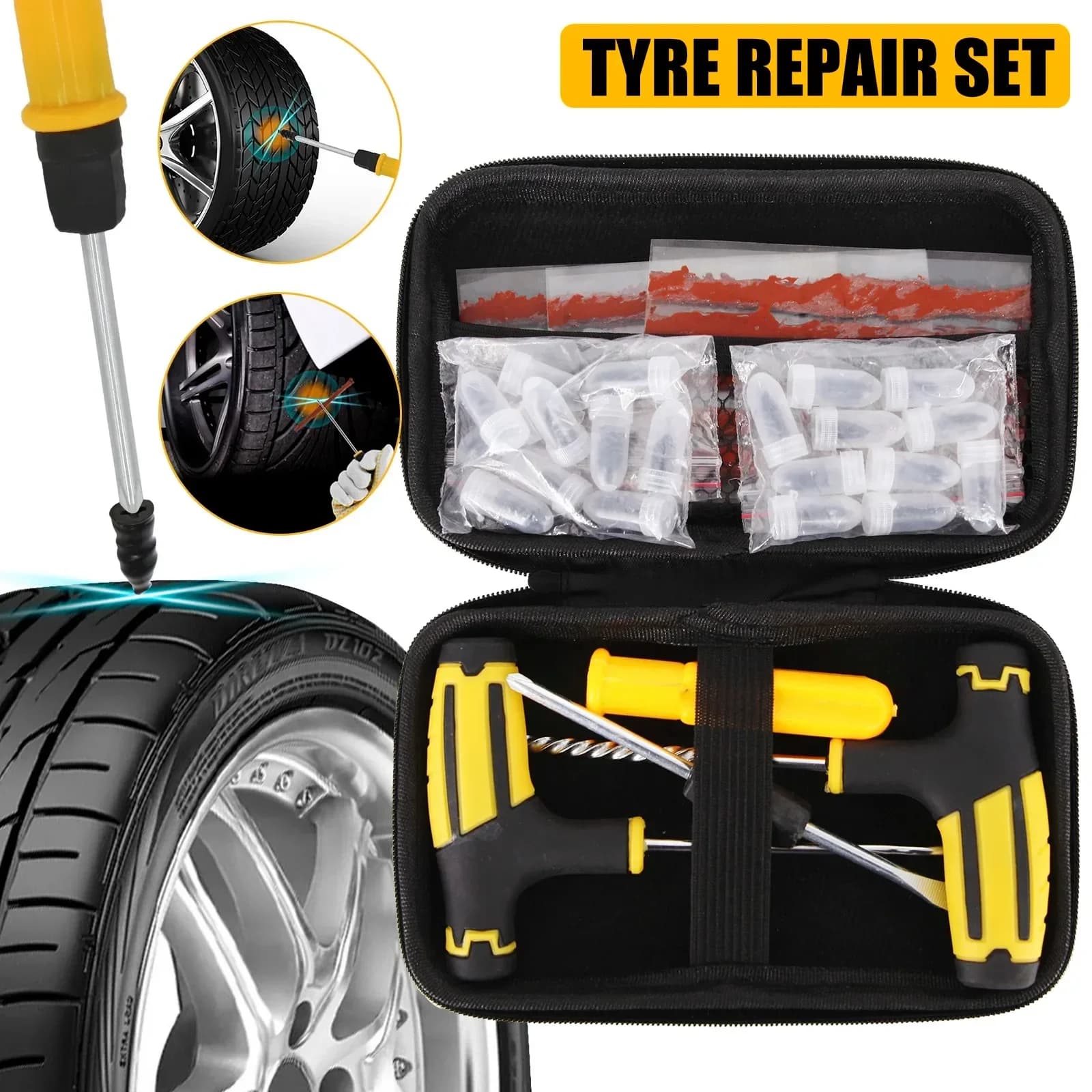 Automotive Emergency Rescue Kit Tyre Repair Kit Drilling Repair Kit, Moto Drilling Kit, Gear Repair Tool With Bag