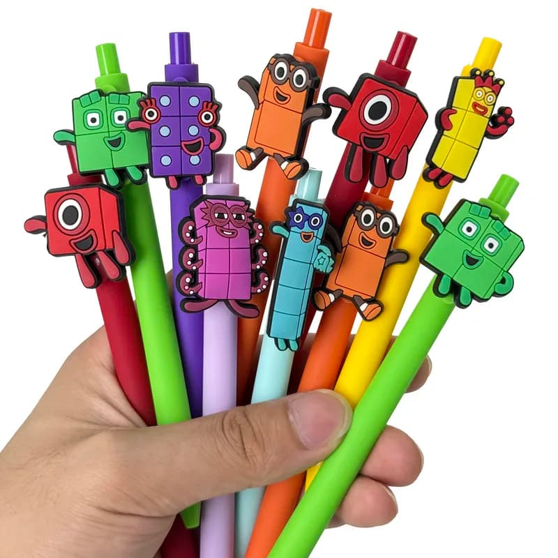 20/30pcs Creative, simple, cute, cartoon building block design retractable gel pen Random Color Campus Design Back-to-School Se