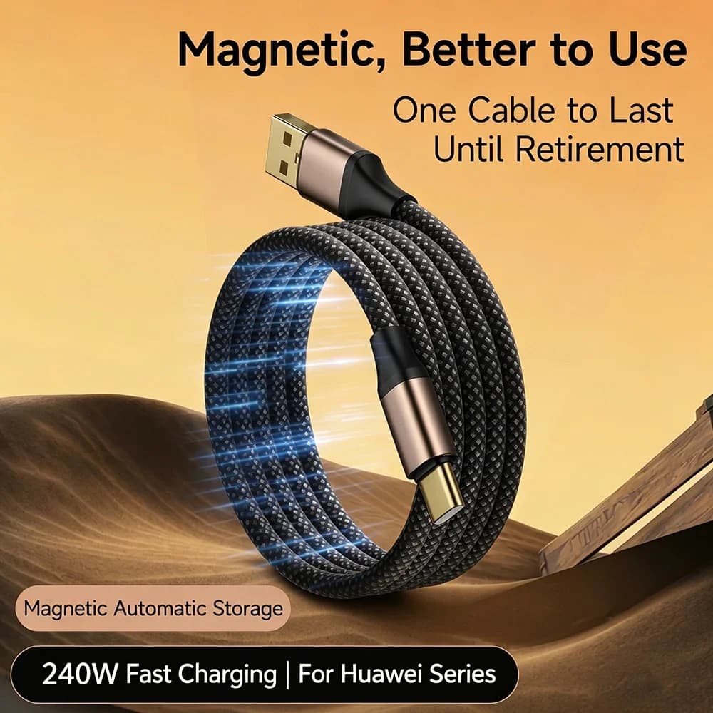 Cavo di ricarica magnetico USB C a C a ricarica rapida, con aspirazione magnetica e anti-avvolgimento, cavo dati USB A a C per Huawei, Xiaomi, Samsung
