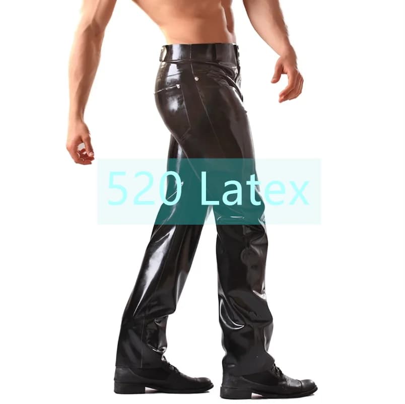 Leggings in lattice da uomo fatti a mano Back To Basic, pantaloni in lattice effetto jeans con cerniera frontale e tasche, costume cosplay personalizzato