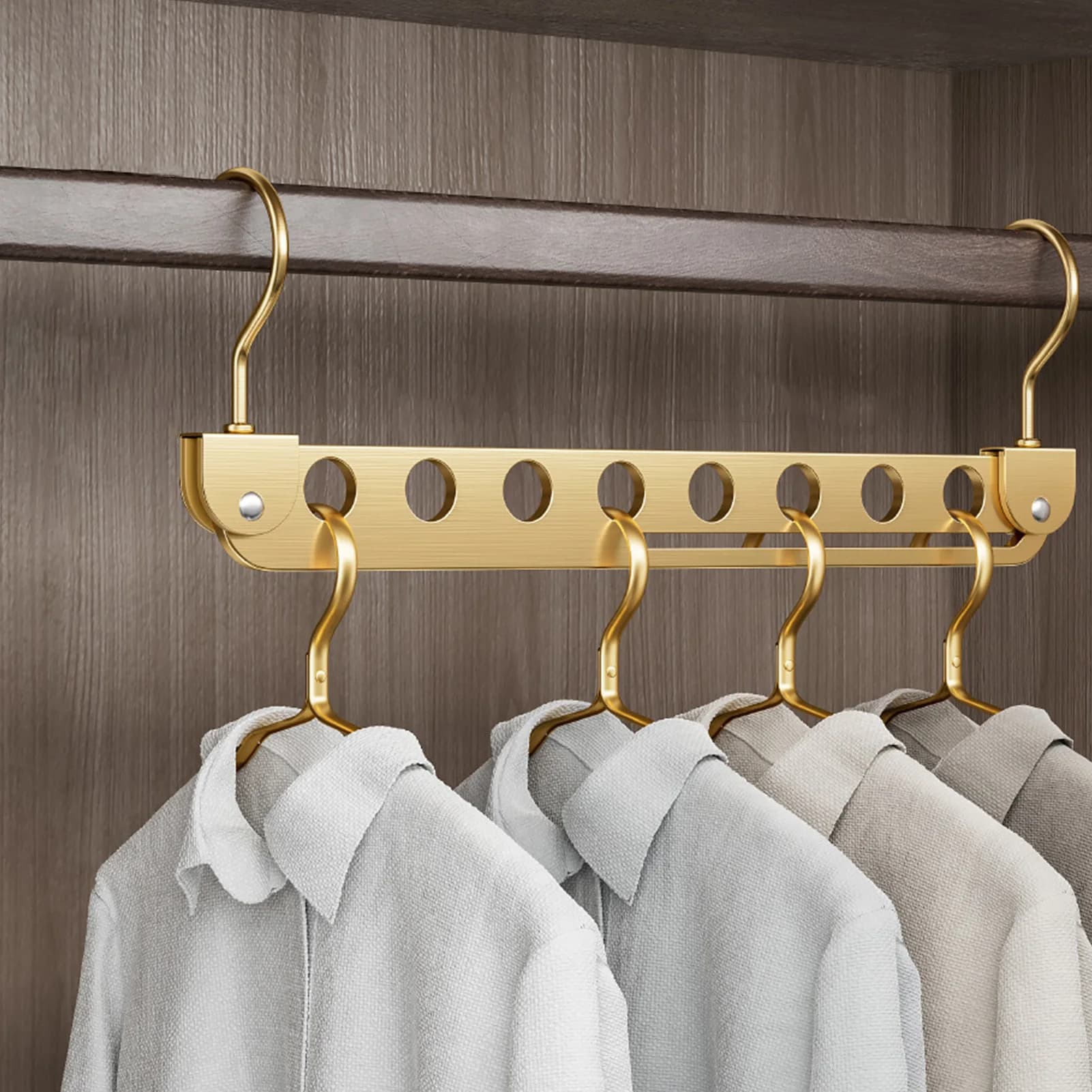 Organizzatore multiuso per vestiti, appendiabiti pieghevole in lega di alluminio a 8 fori, scaffale salvaspazio per guardaroba e camera da letto