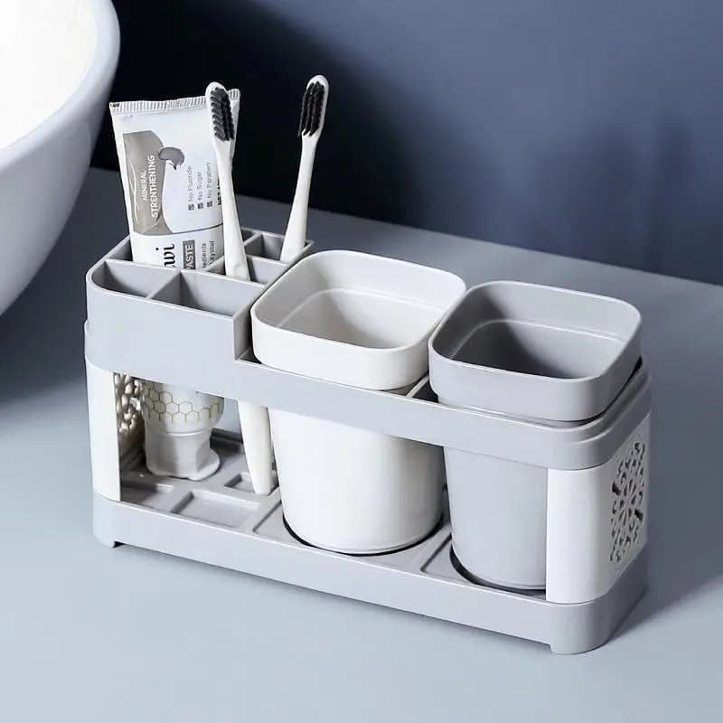 Set Creativo per Coppie con Portaspazzolini e Due Bicchieri per Collutorio, Supporto per Spazzolini da Bagno, Accessori per l'Igiene Personale