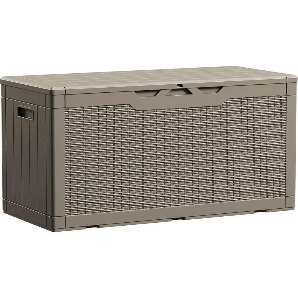 Contenitore in Resina da 100 Galloni con Chiusura, per Stoccaggio Interno ed Esterno, Ideale per Cuscini da Patio e Attrezzi da Giardino (Luce Blu)