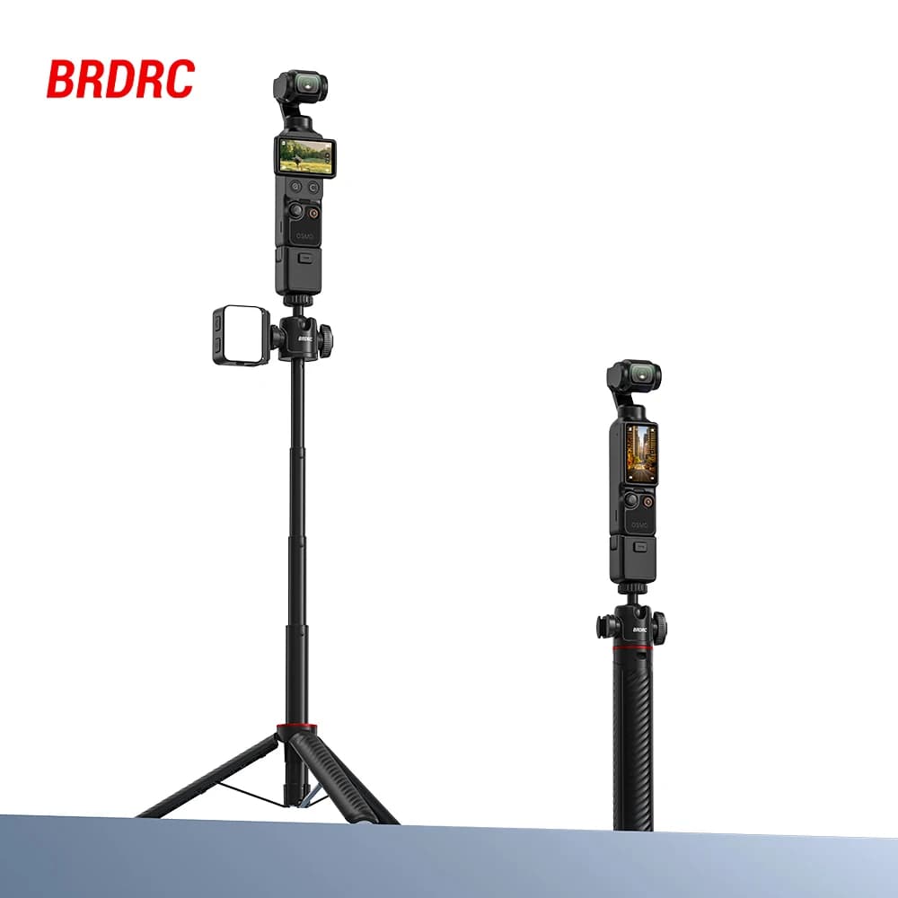 BRDRC Tripod Selfie Stick for DJI Pocket 4/Insat360 X5/Gopro Photography Holder With 1/4 Screw Cold Shoe Creator Accessories
